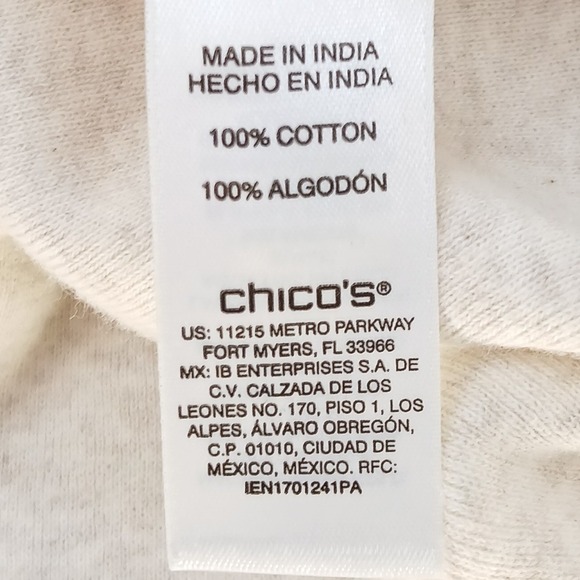 Chico's Lindsey V-Neck Top Women Size 2/ Large White Heather 3/4 Sleeve Knit - Picture 4 of 5